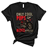 Vintage Only Cool Pops Rides Motorcycles Funny Happy Family Fête des Pères Moto Biker T-shirt unisexe, Noir , XXL