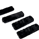 Voarge Lot de 4 coussinets de ceinture de sécurité en imitation peau de mouton pour adulte, enfant (noir)
