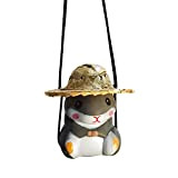 WUOOYOQ Pendentif chapeau de paille avec dessin animé - Décoration à suspendre pour rétroviseur de voiture - Hamster gris - ...