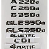 WWFAN Chrome Lettres emblèmes Badges for Mercedes Benz A220D C220D C250D CLA18 0d CLS35 0D E200D E350D E220D G350D 4MATIC ...