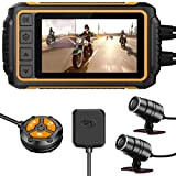 YDI Dashcam Moto Caméra de Tableau de Bord Étanche, 3'' LCD Double FHD 1080P Lentille Étanche Grand Angle Avant et ...