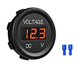 YGL 12-24V DC Voltmètre Affichage Numérique à LED Imperméable pour Bateau Moto Camion Marine(Rouge)