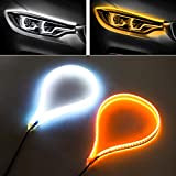 YnGia LED feux diurnes à LED pour voiture,2 bandes de phares flexibles de 60cm, tube lumineux DRL, bicolore blanc et ...