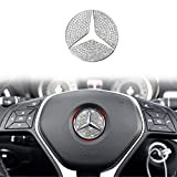 Yumzeco 45MM Bling Accessoire Voiture Interieur Decoration Compatible avec Mercedes-Benz,Emblème de Décalque de Diamant DIY de Superposition D'emblème Scintillant