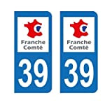 Zone-Stickers 2 Autocollants Plaque Immatriculation 39 Franche-Comté Jura - Arrondis